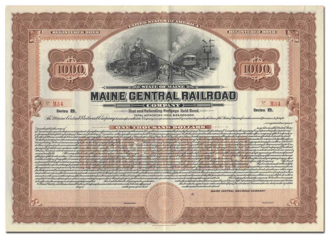 Maine Central Railroad Company Bond Certificate