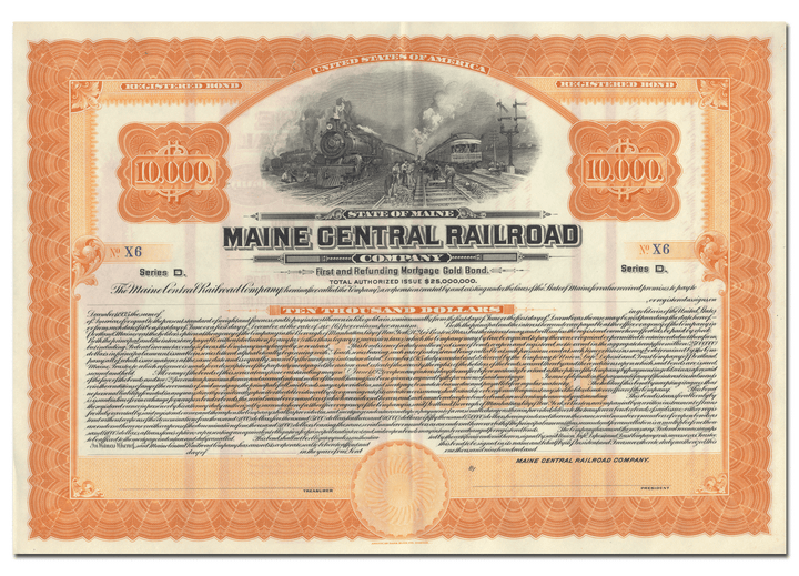 Maine Central Railroad Company Bond Certificate