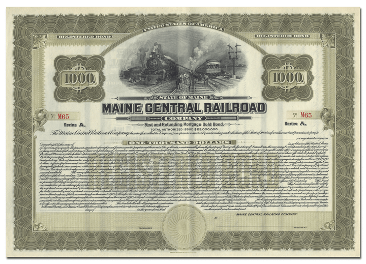 Maine Central Railroad Company Bond Certificate