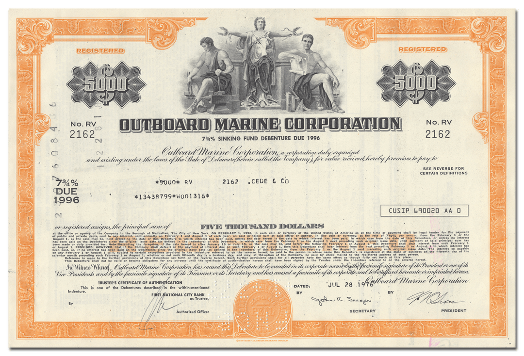 Outboard Marine Corporation Stock Certificate