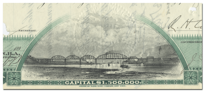 Wheeling Bridge and Terminal Railway Company Stock Certificate