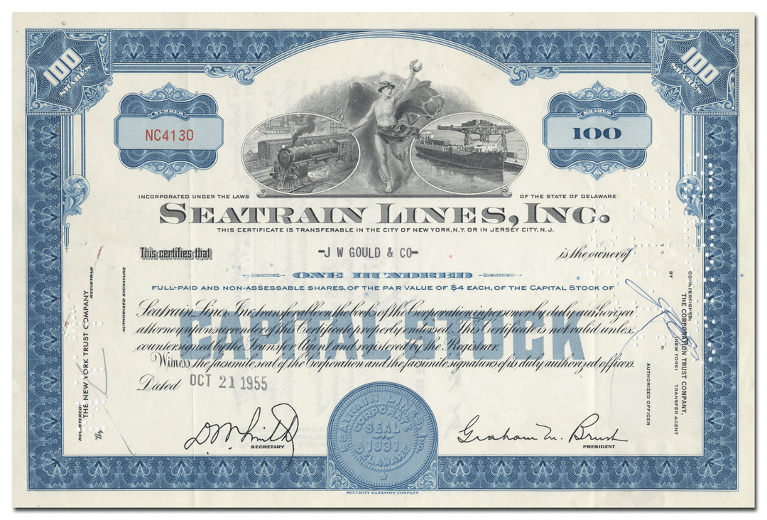 Seatrain Lines, Inc. Stock Certificate