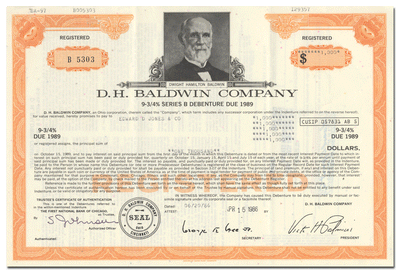 D. H. Baldwin Company Bond Certificate