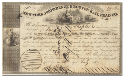 New-York, Providence & Boston Rail Road Company Stock Certificate