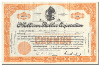 O'Sullivan Rubber Corporation Stock Certificate
