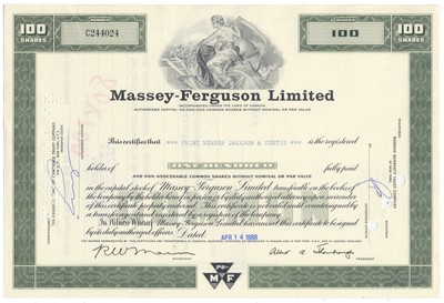 Massey-Ferguson Limited Stock Certificate
