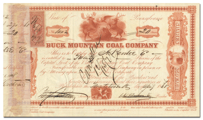 Buck Mountain Coal Company Stock Certificate