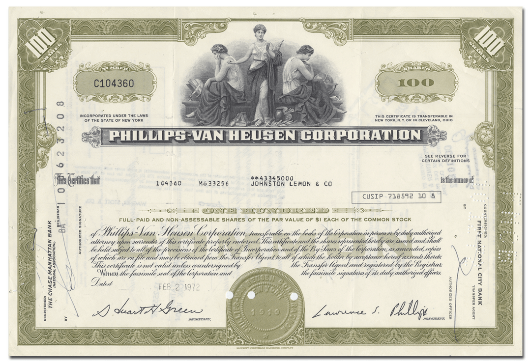 Phillips-Van Heusen Corporation Stock Certificate