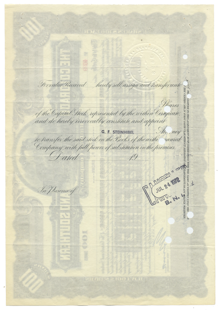 Colorado and Southern Railway Company Stock Certificate