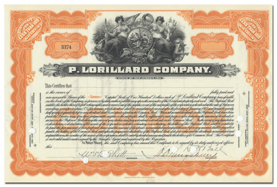 P. Lorillard Company Stock Certificate