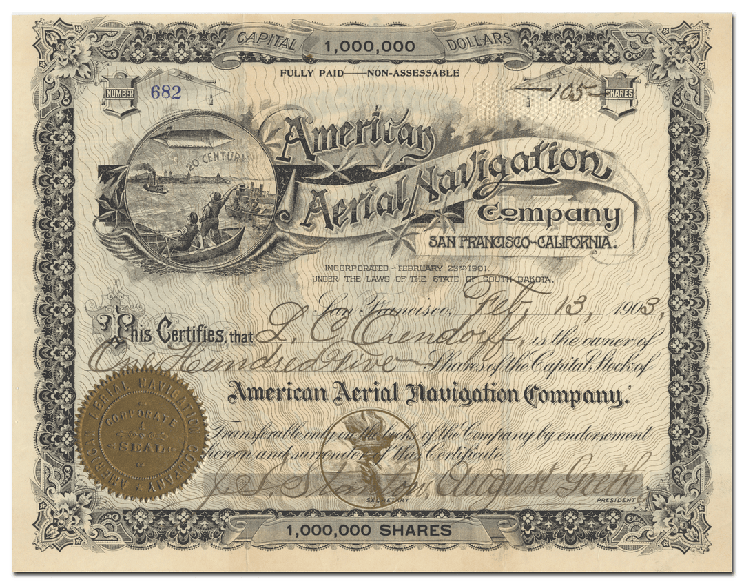 American Aerial Navigation Company Stock Certificate