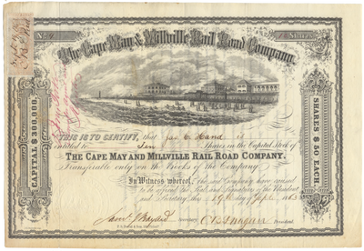 Cape May & Millville Rail Road Company Stock Certificate