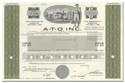 A-T-O Inc. Bond Certificate