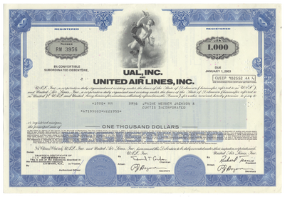 UAL, Inc. and United Air Lines, Inc. Bond Certificate
