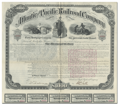 Atlantic & Pacific Railroad Company Bond Certificate