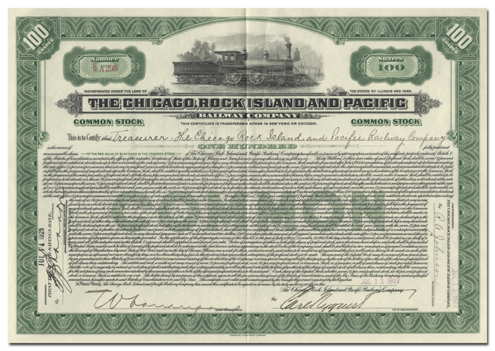 Chicago, Rock Island and Pacific Railway Company Bond Certificate
