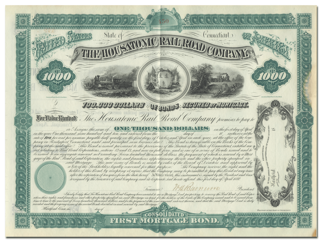 Housatonic Rail Road Company Bond Certificate