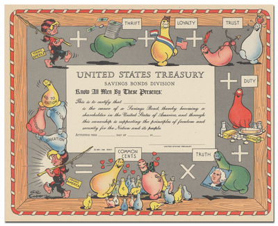 United States Treasury Department Savings Bond Certificate