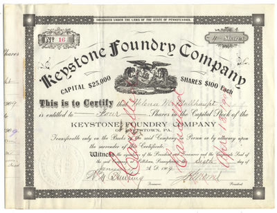 Keystone Foundry Company Stock Certificate