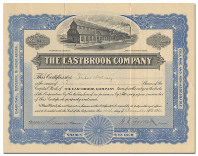 Eastbrook Company Stock Certificate