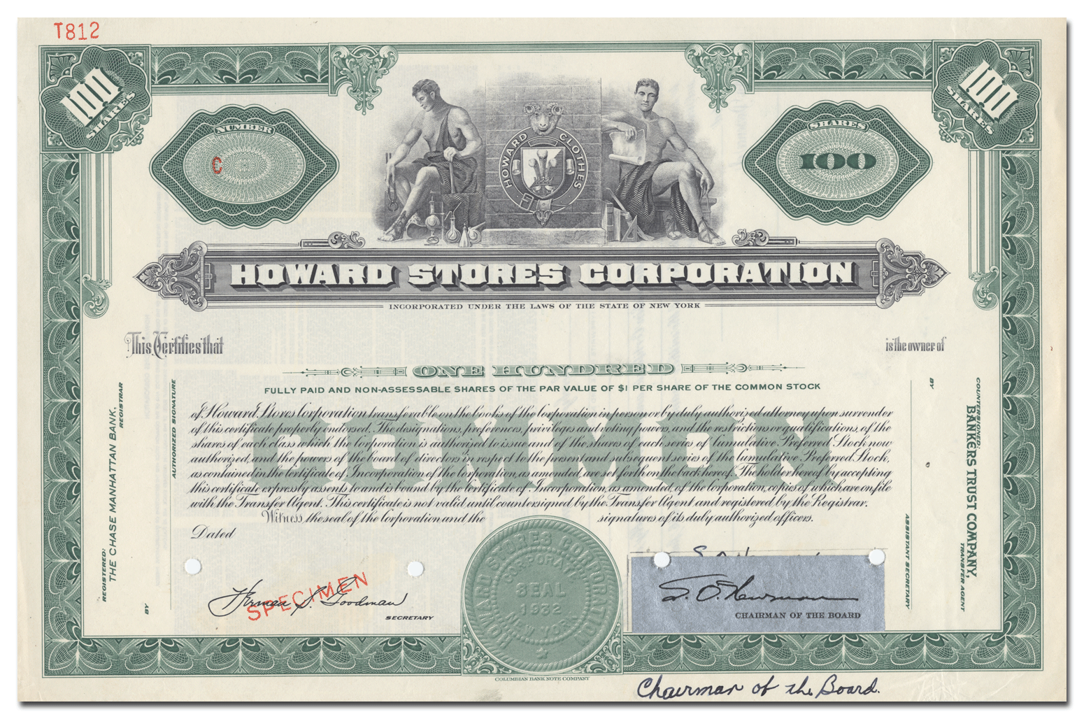 Howard Stores Corporation Stock Certificate Ghosts of Wall Street