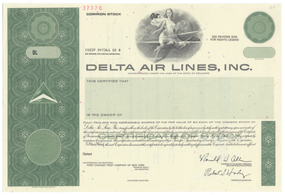 Delta Air Lines, Inc. Specimen Stock Certificate