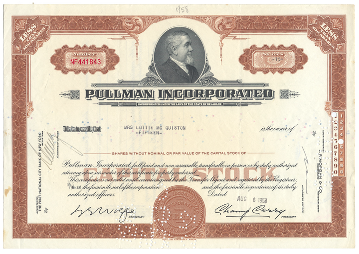 Pullman Incorporated Stock Certificate