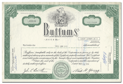 Buffums' Stock Certificate
