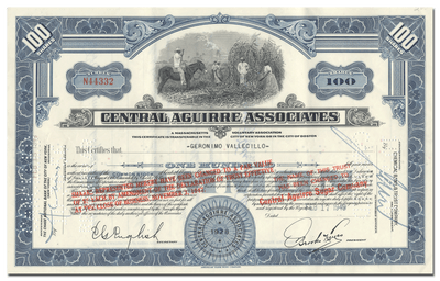 Central Aguirre Associates Stock Certificate
