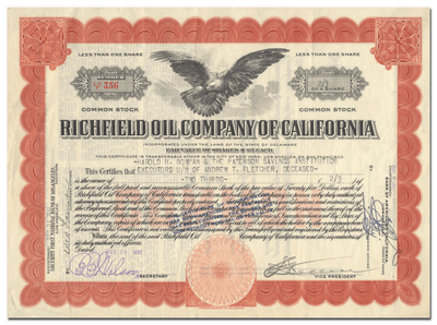 Richfield Oil Company of California Stock Certificate
