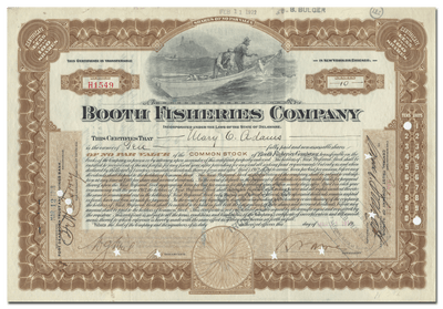 Booth Fisheries Company Stock Certificate
