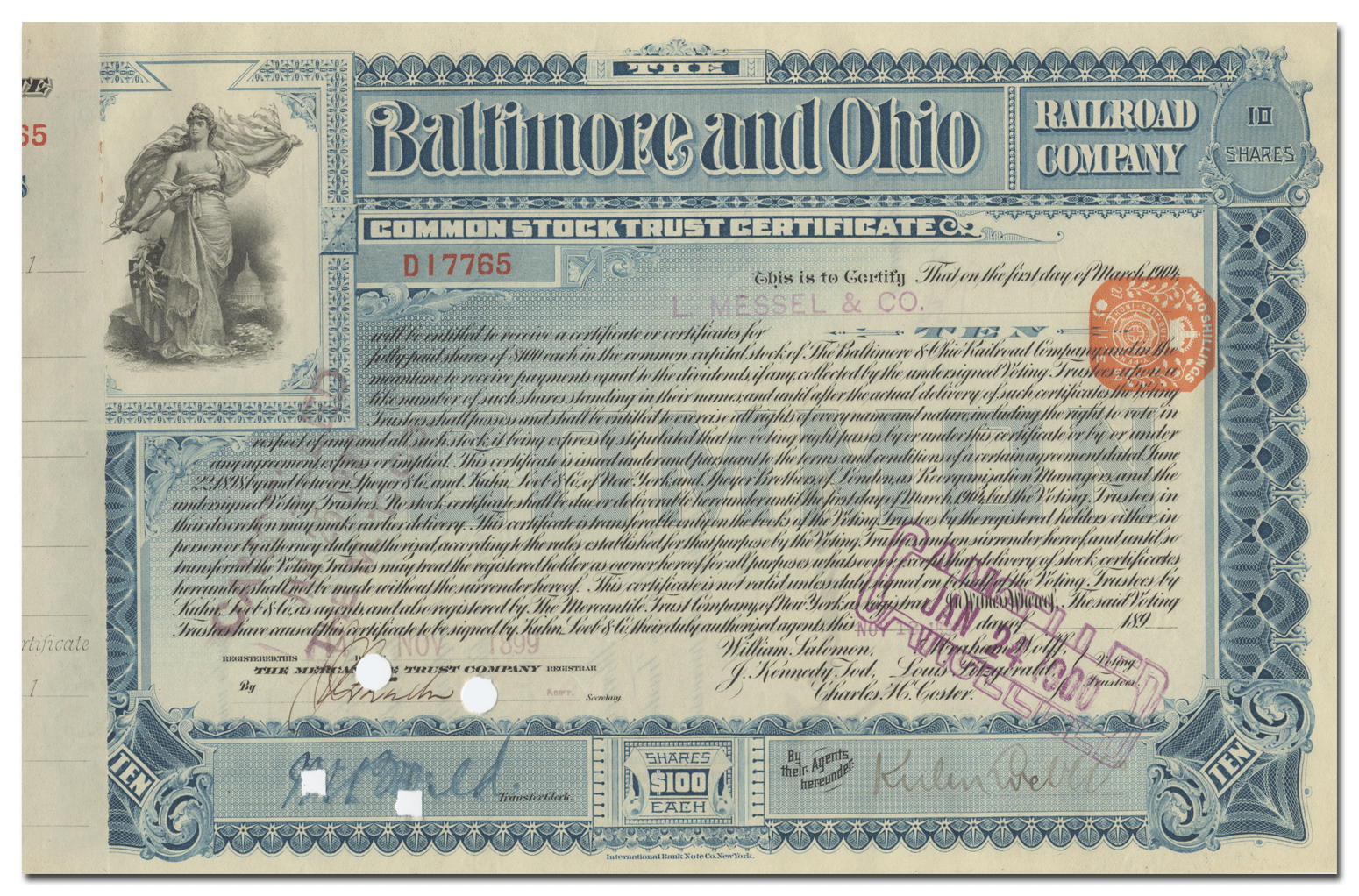 New York, Chicago and St. Louis Railroad Company Stock Certificate - Ghosts  of Wall Street