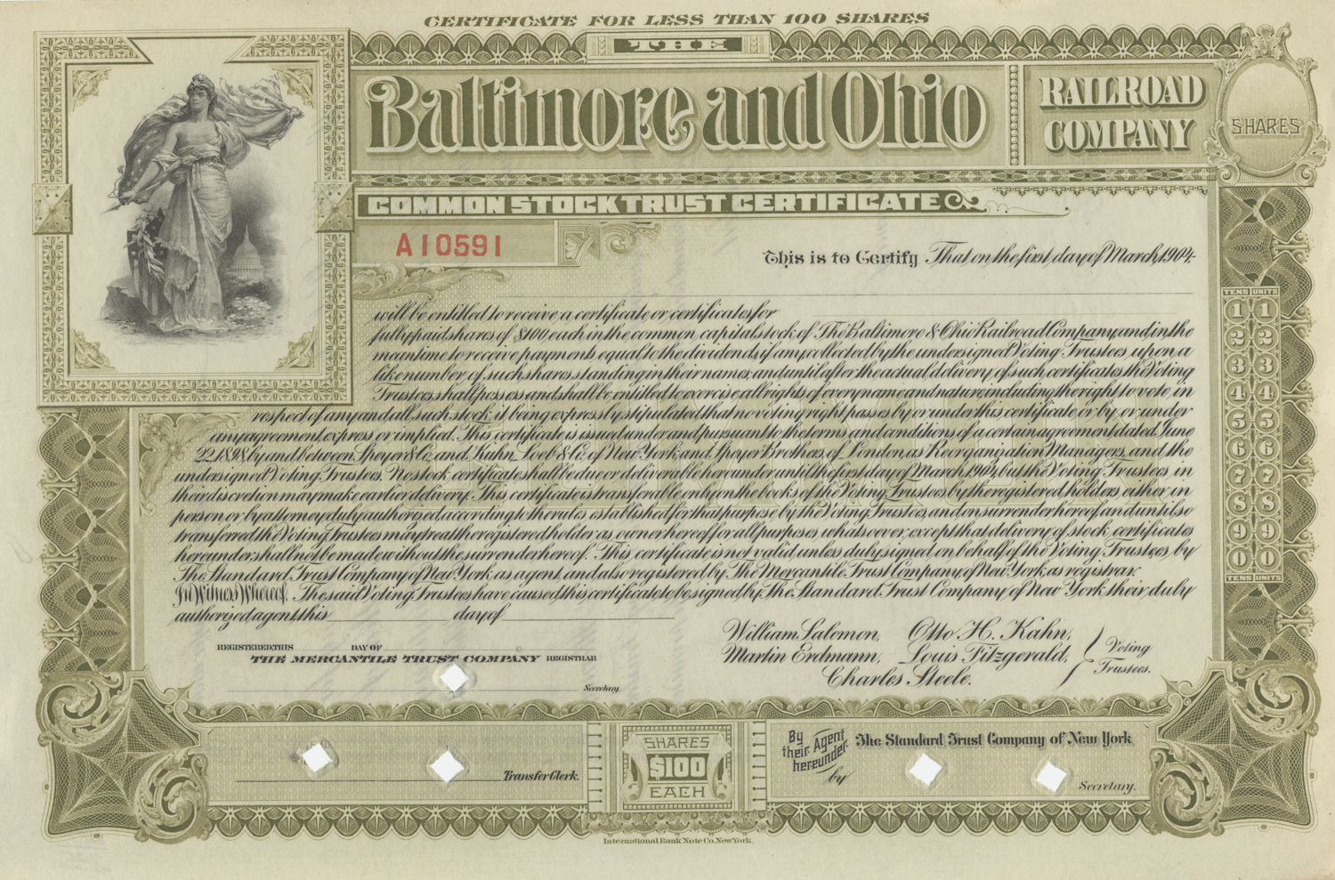 Baltimore And Ohio Railroad Company Stock Certificate Ghosts Of Wall Street