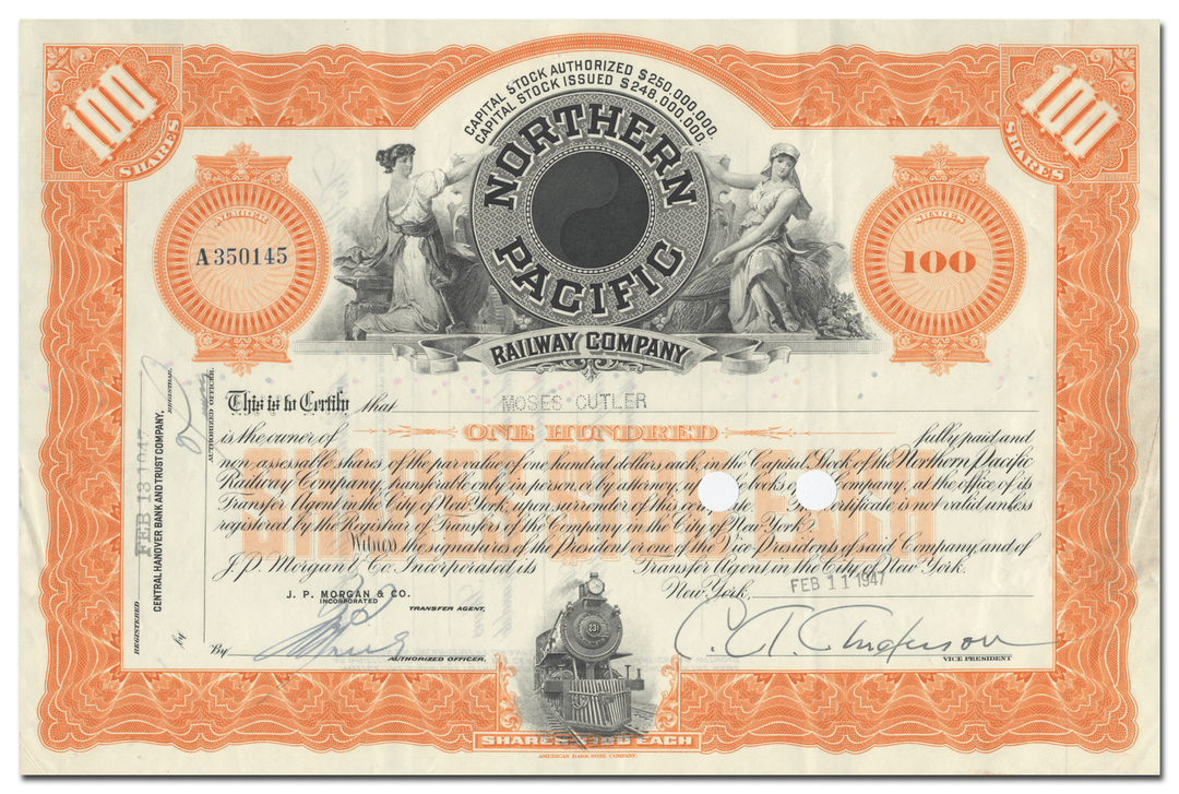 Northern Pacific Railway Company Stock Certificate
