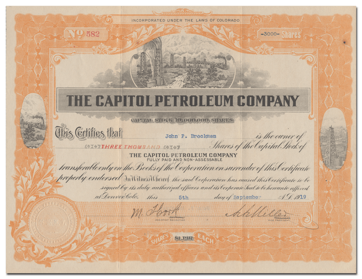Capitol Petroleum Company Stock Certificate