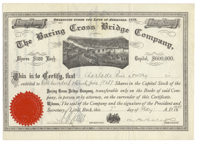 Baring Cross Bridge Company Stock Certificate
