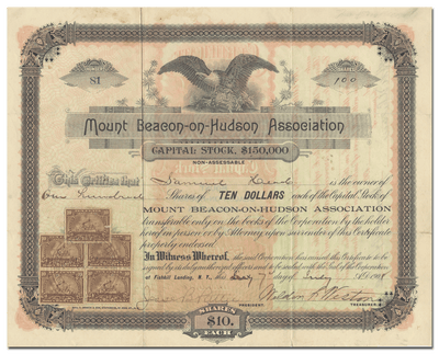 Mount Beacon-on-Hudson Association Stock Certificate
