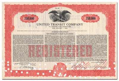 United Transit Company Bond Certificate