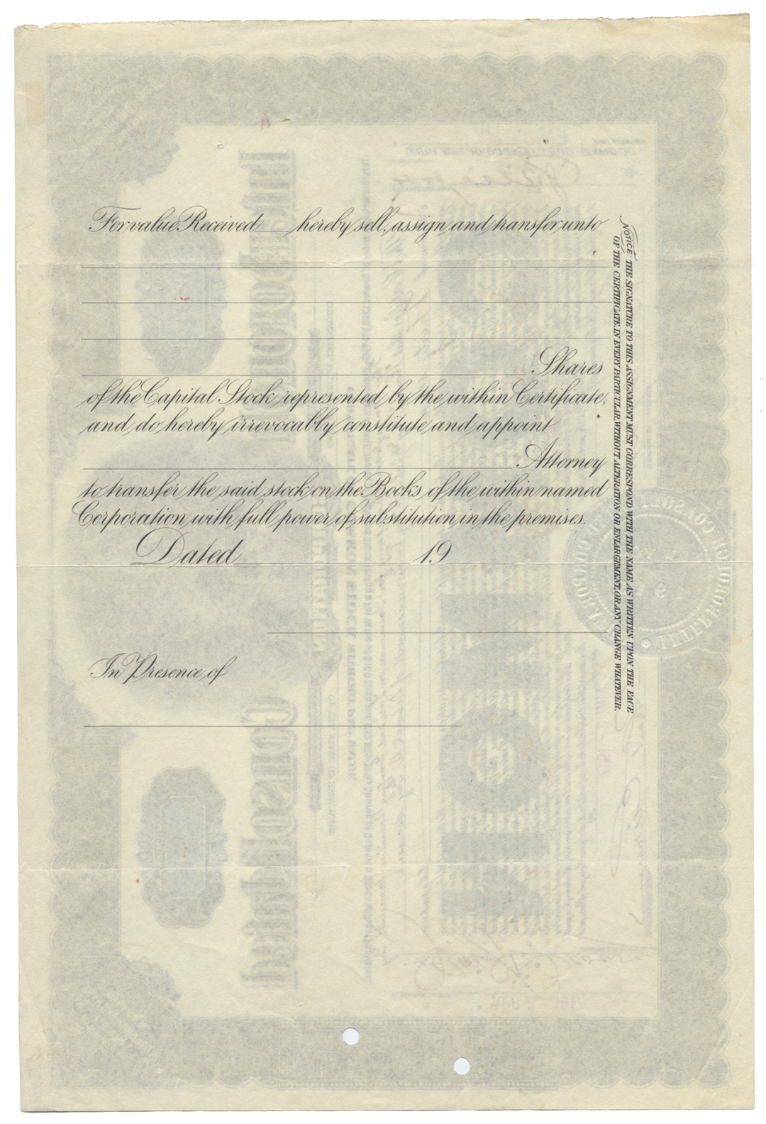 Interborough Consolidated Corporation Stock Certificate