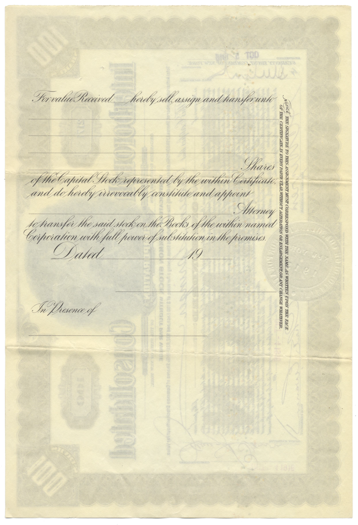 Interborough Consolidated Corporation Stock Certificate