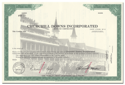 Churchill Downs Incorporated Specimen Stock Certificate