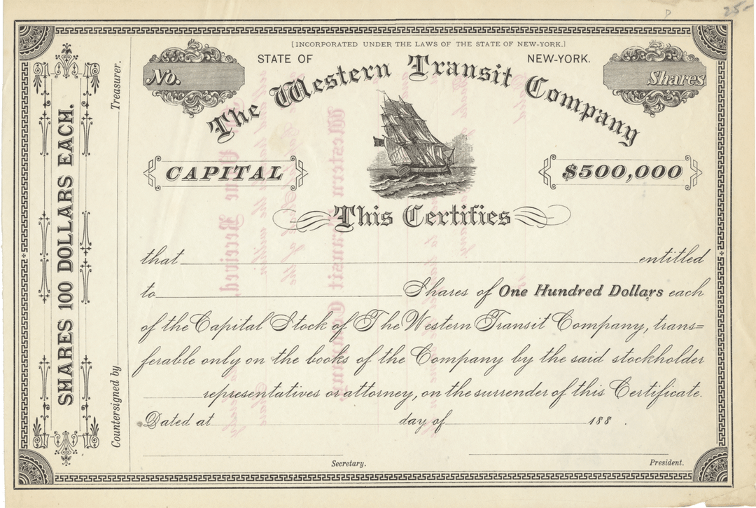 Western Transit Company Stock Certificate