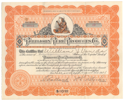 Pettijohn Pure Products Co. Stock Certificate