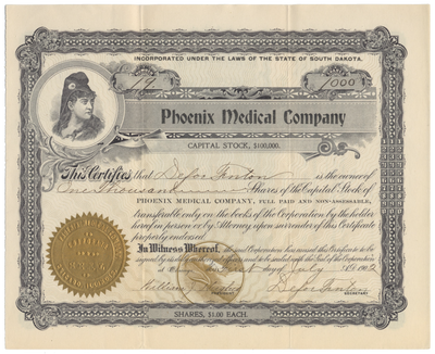 Phoenix Medical Company Stock Certificate