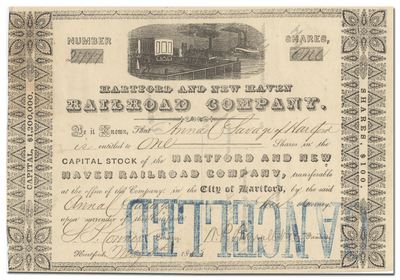 Hartford and New Haven Railroad Company Stock Certificate