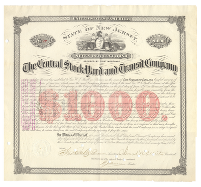 Central Stock Yard and Transit Company Bond Certificate