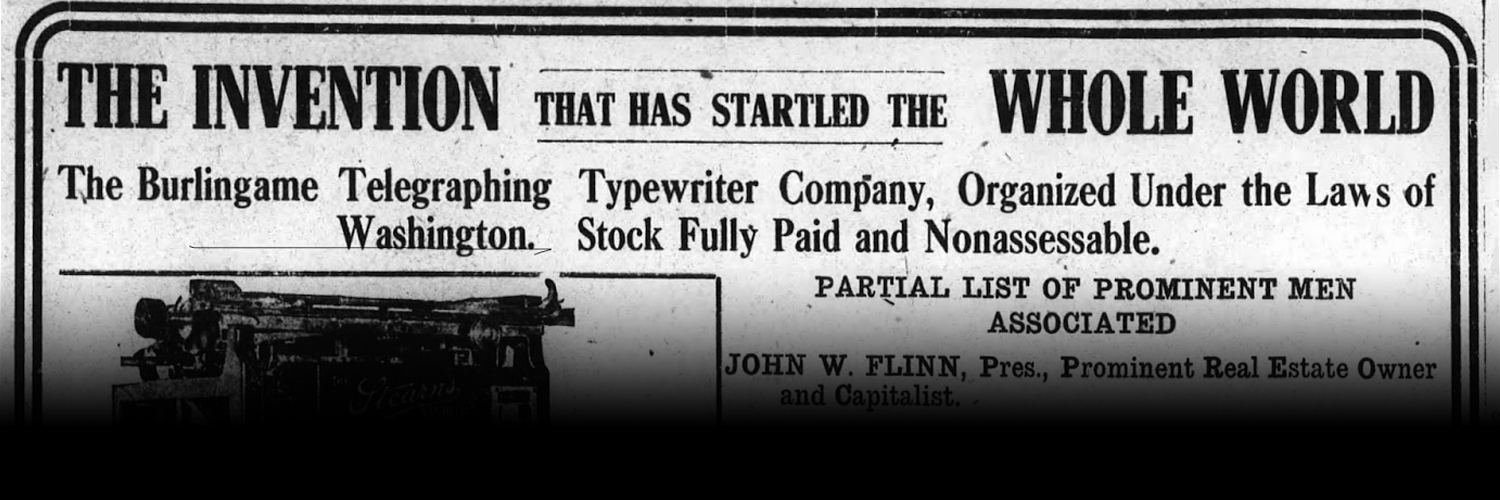 Burlingame Telegraphing Typewriter Company Stocks & Bonds - Ghosts of Wall Street