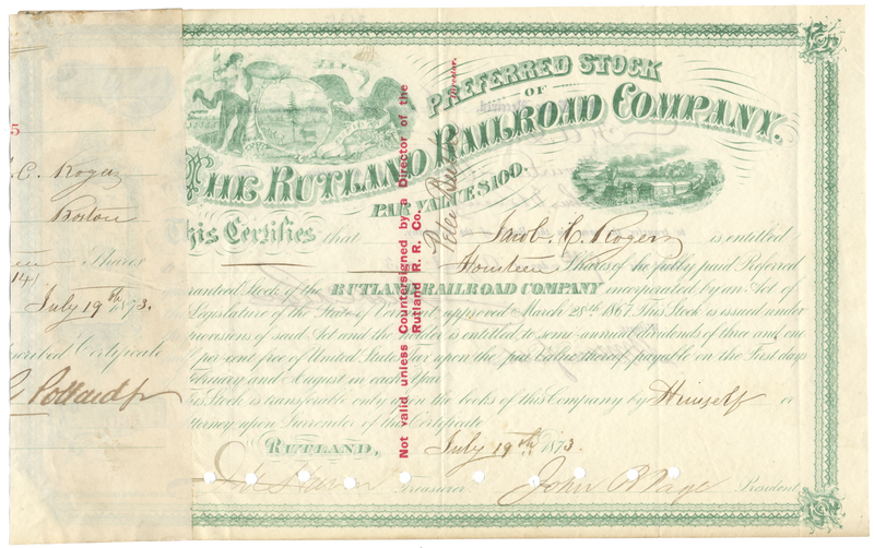 Rutland Railroad Company Stock Certificate