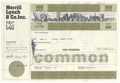 Merrill Lynch & Co., Inc. Stock Certificate