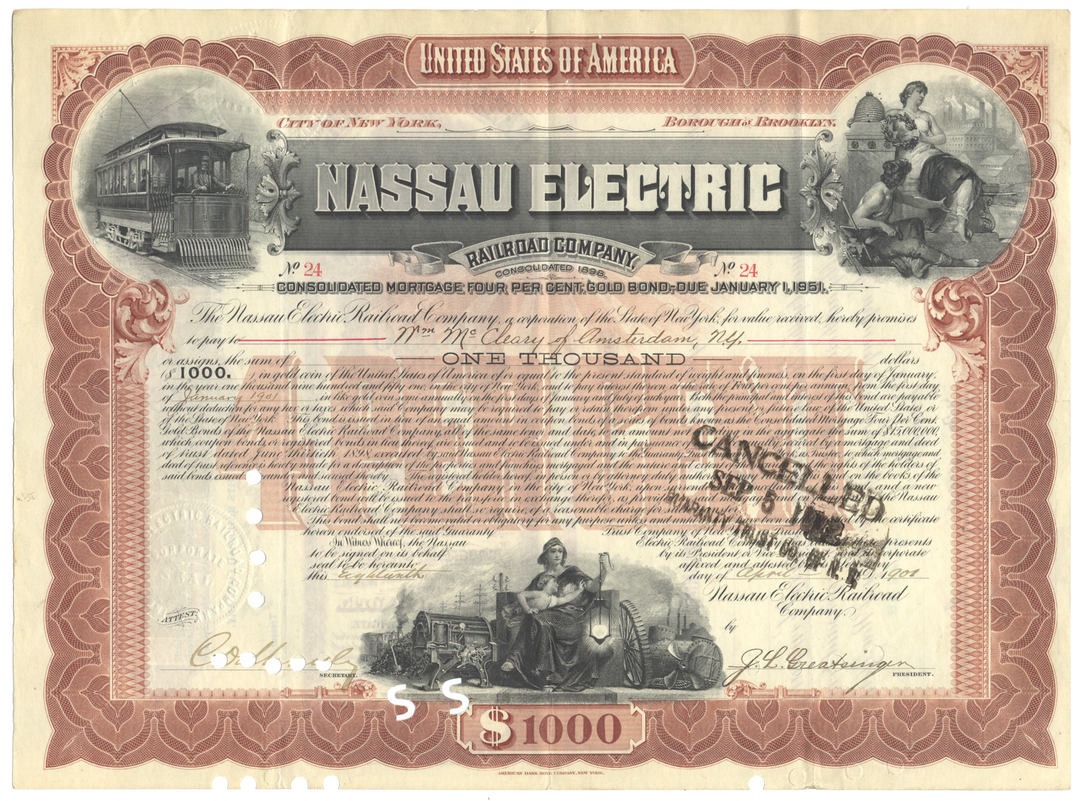 Nassau Electric Railroad Company Bond Certificate